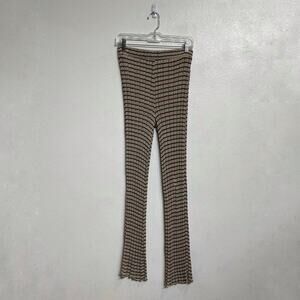 Zara Pink Striped Knit High Rise Kick Flare Pants Sz M